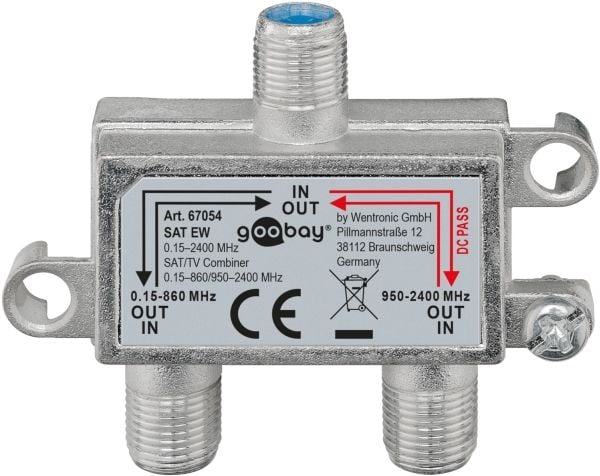 Goobay SAT EW, Kabel kombination, 0,15 - 2400 Mhz, Rustfrit stål