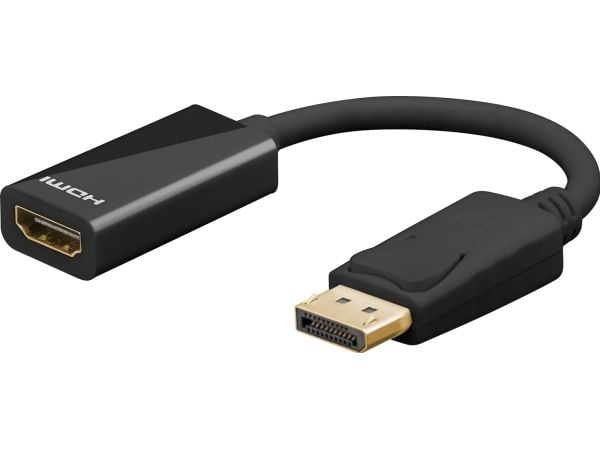 goobay - DisplayPort-adapter - DisplayPort hane till HDMI hona - 10 cm - svart - stöd för 4K