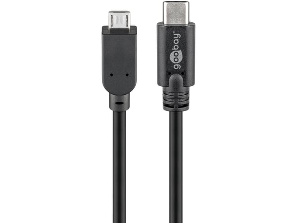 goobay - USB-kabel - mikro-USB typ B (hane) till USB-C (hane) - USB 3.1 - 1 m - svart