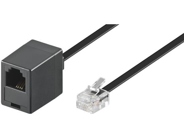 Goobay 3m RJ-11 kaapeli, 3 m, RJ-11 M, RJ-11 FM, Musta, urosliitin, naarasliitin