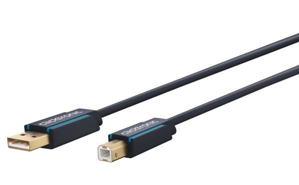ClickTronic 1.8m USB 2.0 A/B m/m, 1,8 m, USB A, USB B, USB 2.0, Hankjønn/hankjønn, Blå