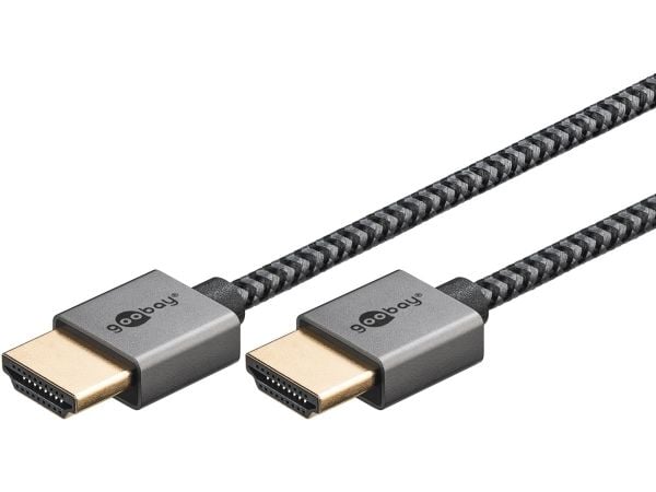 Goobay 75751, 0,5 m, HDMI Type A (Standard), HDMI Type A (Standard), 3D, 18 Gbit/sek, Grå