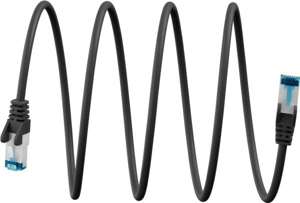 CAT 6A patchkabel S/FTP (PiMF), svart, 7,5 m - kobberleder