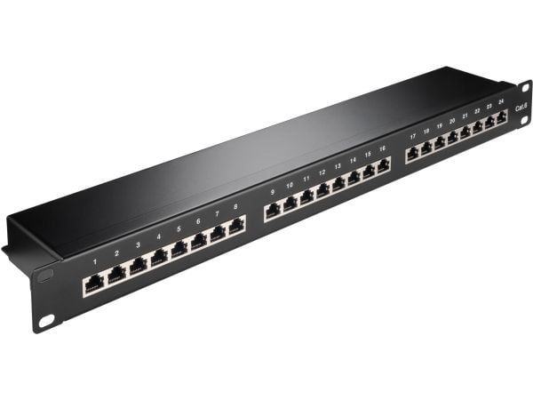 Wentronic - Patch-panel - CAT 6 - STP - RJ-45 X 24 - svart - 1U - 19"