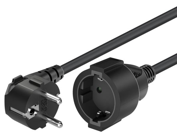goobay - Förlängningskabel för ström - power CEE 7/7 (hane) vinklad till CEE 7/4 (hona) - AC 250 V - 10 A - 10 m - svart