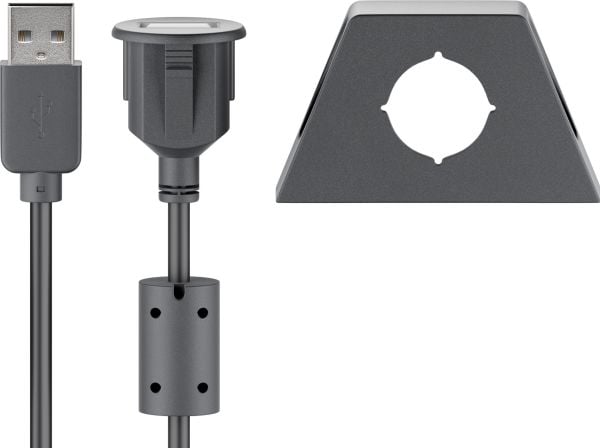 Goobay USB2.0 AA 200 CLIP II, 2m, 2 m, USB A, USB A, Hankjønn/hunkjønn, Sort