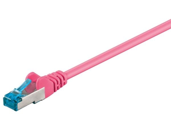 goobay - Nettverkskabel - RJ-45 (hann) til RJ-45 (hann) - 5 m - SFTP, PiMF - CAT 6a - halogenfri, formstøpt, uten hindringer - magenta