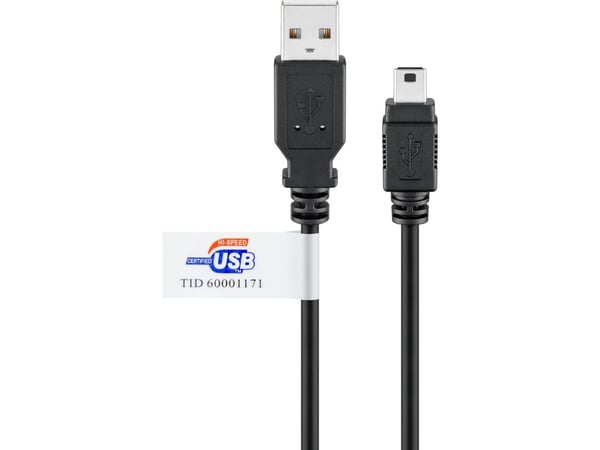 Goobay 93903, 3 m, Mini-USB B, USB A, USB 2.0, 0,48 Gbit/s, Sort