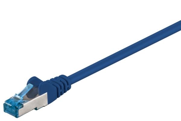 goobay - Nettverkskabel - RJ-45 (hann) til RJ-45 (hann) - 15 m - SFTP, PiMF - CAT 6a - halogenfri, formstøpt, uten hindringer - blå