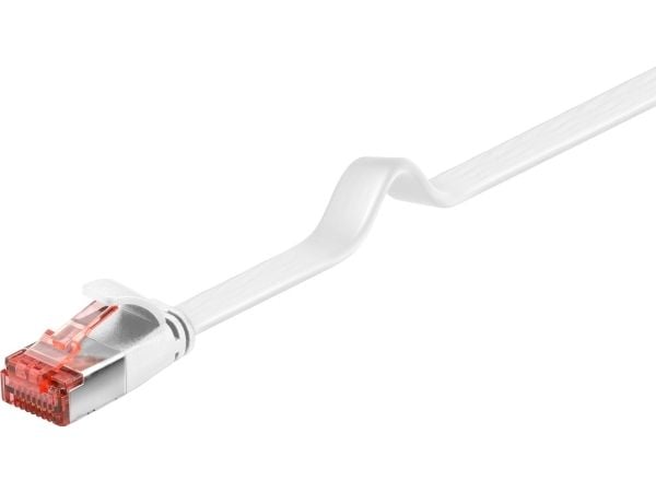 goobay - Patch-kabel - RJ-45 (hane) till RJ-45 (hane) - U/FTP - CAT 6 - formpressad, hakfri, platt - vit