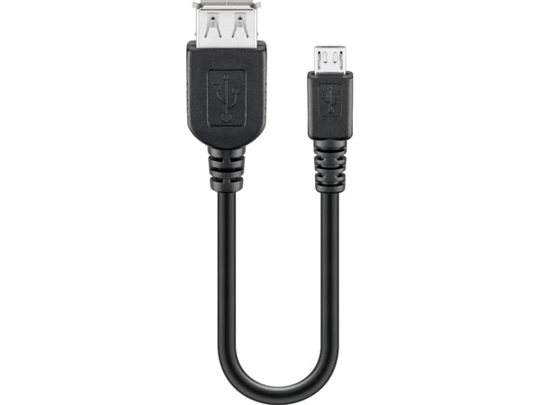 Goobay 95193, 0,2 m, USB A, Micro-USB B, USB 2.0, Hankjønn/hunkjønn, Sort