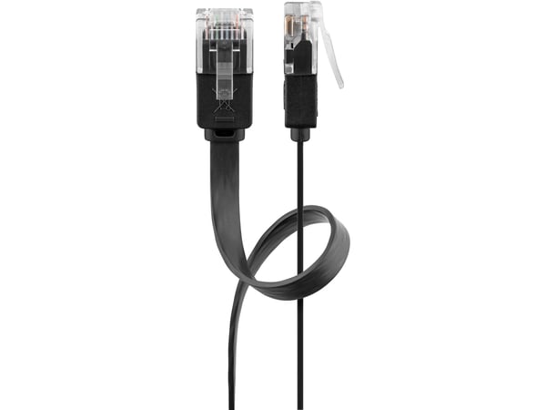 goobay - Verkkokaapeli - RJ-45 (uros) - RJ-45 (uros) - 10 m - UTP - CAT 6 - muotoiltu, litteä - musta