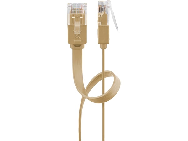 goobay - Patch-kabel - RJ-45 (hane) till RJ-45 (hane) - 10 m - UTP - CAT 6 - formpressad, platt - ljusbrun