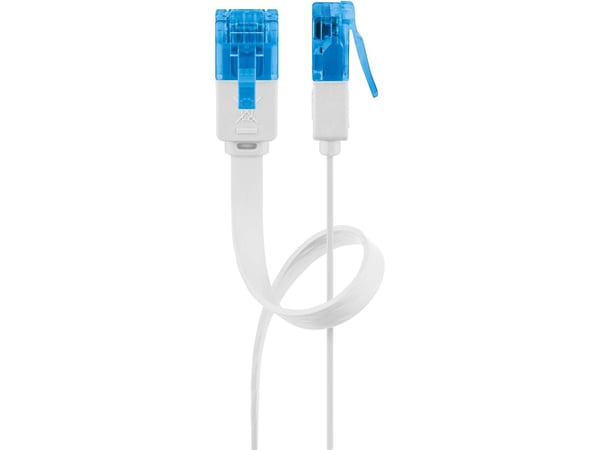 goobay - Verkkokaapeli - RJ-45 (uros) - RJ-45 (uros) - 10 m - UTP - CAT 6a - muotoiltu, litteä - valkoinen