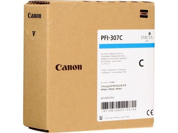 Canon PFI-307 C - 330 ml - cyan - original - blekktank - for imagePROGRAF iPF830, iPF830 MFP M40, iPF840, iPF840 MFP M40, iPF850, iPF850 MFP M40