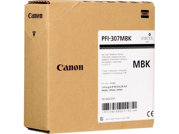 Canon PFI-307MBK, Musta, Väriainepohjainen muste, 330 ml