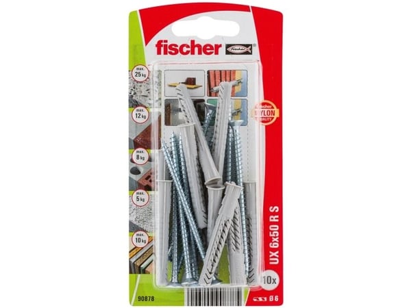 Fischer 90878, Väggplugg, Tegel, Betong, 50 mm, 6 mm, 6,5 cm, 4,5 mm