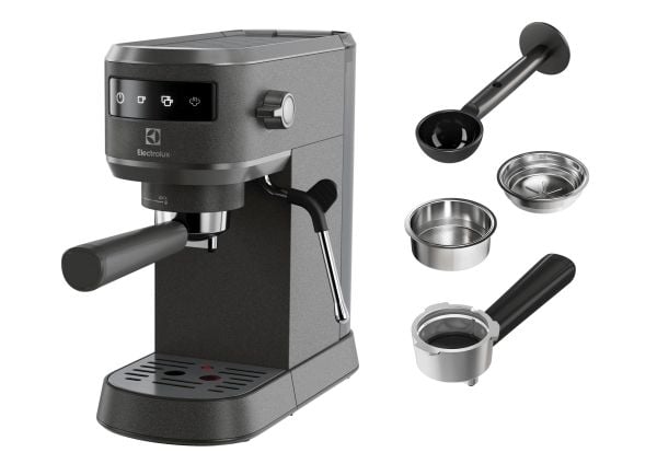 Electrolux E6EC1-6BST, Espressokone, 1 L, Kahvinappi, Jauhettu kahvi, 1450 W, Musta