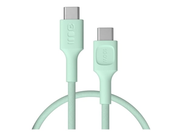 Green Cell PowerStream - USB-kabel - USB-C (100W PD) (hane) till USB-C (100W PD) (hane) - 0.3 m - flätad - mintgrön