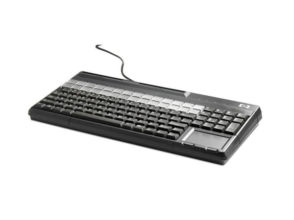 HP POS Keyboard with Magnetic Stripe Reader - Tastatur - USB - QWERTY - karbonitt - for Engage Flex Mini Retail System; Engage One; MX12; RP9 G1 Re...