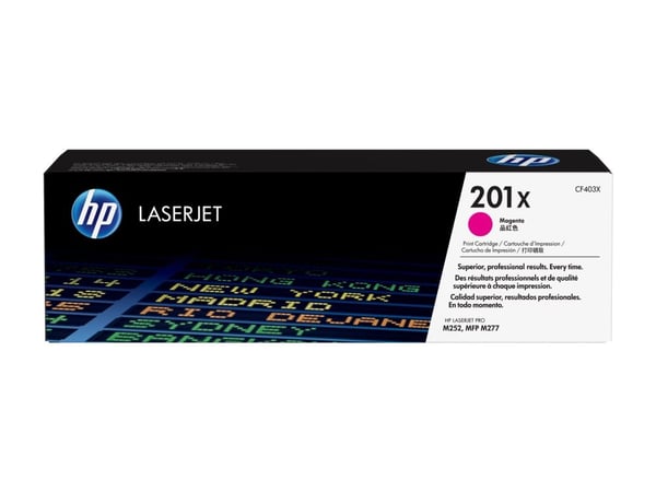 HP 201X - Høy ytelse - magenta - original - LaserJet - tonerpatron (CF403X) - for Color LaserJet Pro M252dn, M252dw, M252n, MFP M277c6, MFP M277dw,...
