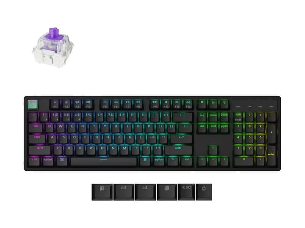 Keychron K10 HE - Standard Version - tastatur - 100% - trådløs - 2.4 GHz, USB, Bluetooth 5.2 - QWERTY - Nordisk - tastsvitsj: Gateron Double-Rail N...