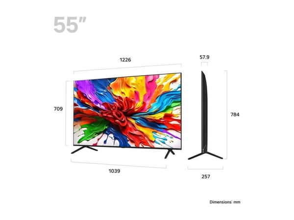 LG 55QNED92A6A - 55" Diagonalklasse QNED92 Series LED-bakgrunnsbelyst LCD TV - QNED evo AI - Smart TV - webOS - 4K UHD (2160p) 3840 x 2160 - HDR - ...