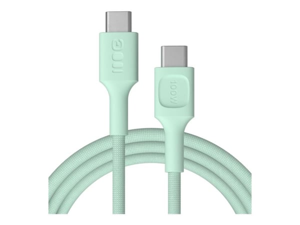Green Cell PowerStream - USB-kabel - USB-C (100W PD) (hann) til USB-C (100W PD) (hann) - 2 m - flettet - peppermyntegrønn