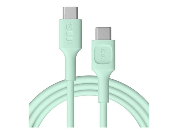 Green Cell PowerFlex - USB-kabel - USB-C (100W PD) (hane) till USB-C (100W PD) (hane) - 0.3 m - mintgrön