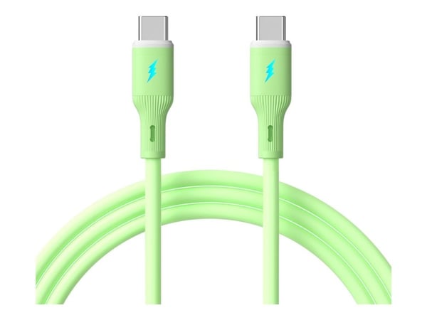 Akyga - USB-kabel - USB-C (hane) till USB-C (hane) - USB 2.0 - 20 V - 3 A - 1 m - Snabbladdning upp till 60 W - grön