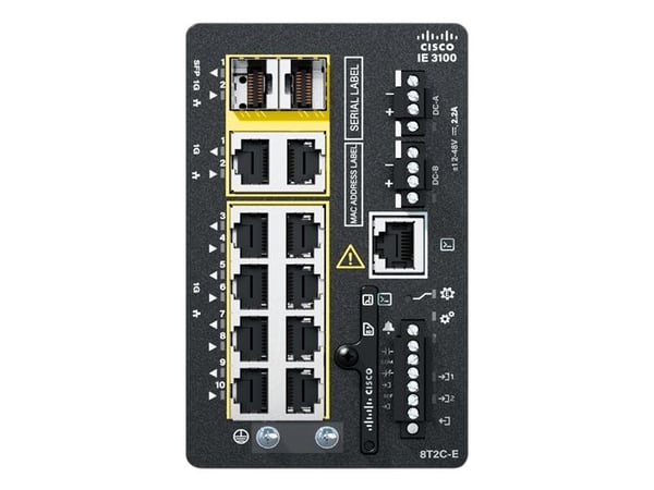 Cisco Catalyst IE3100 Rugged Series - Network Essentials - switch - Styrt - 8 x 10/100/1000 + 4 x Gigabit SFP (opplink) - DIN-skinnemonterbar