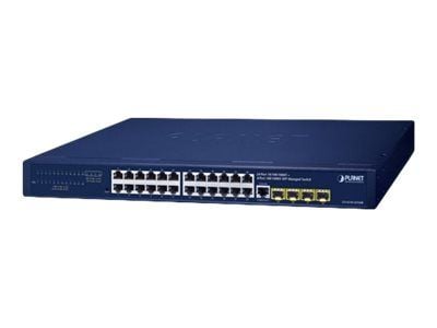 PLANET IPv4/IPv6, 24-Port, Hallittu, L2/L4, Gigabit Ethernet (10/100/1000), Täysin kaksipuolinen, Telineasennus, 1U