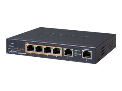 PLANET GSD-604HP, Hallitsematon, Gigabit Ethernet (10/100/1000), Power over Ethernet -tuki