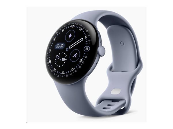 Google Pixel Watch 4 - 45 mm - satäng mångsten aluminium - smart klocka med aktivt band - fluoroelastomer med mjukt beröringsskikt - månsten - band...