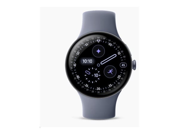 Google Pixel Watch 4 - 45 mm - satäng mångsten aluminium - smart klocka med aktivt band - fluoroelastomer med mjukt beröringsskikt - månsten - band...