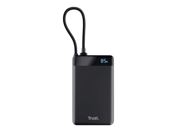 TRUST Powerbank Fiera, 10000 mAh, kaapelilla, 2x USB-C, musta