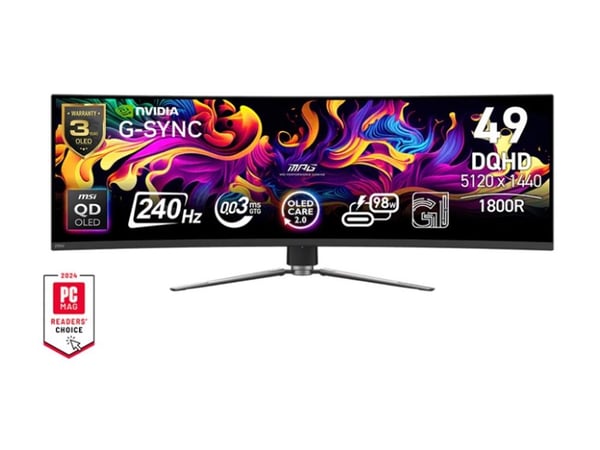 MSI MPG 491CQPX QD-OLED - OLED-monitor - spel - böjd - 49" - 5120 x 1440 Dual Quad HD @ 240 Hz - 1000 cd/m² - 1500000:1 - DisplayHDR 400 True Black...