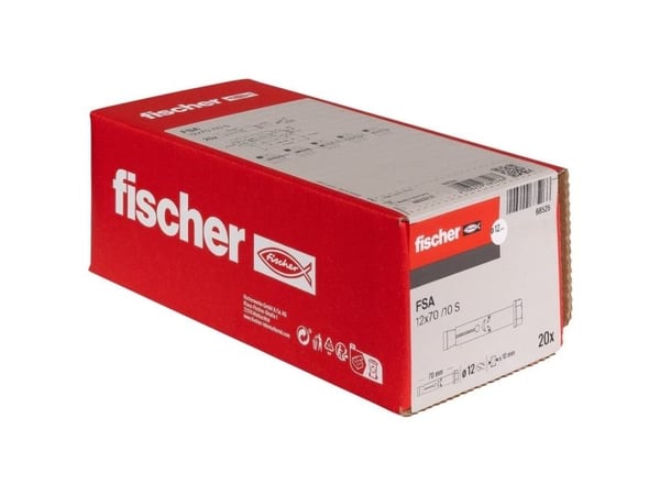 Fischer 68526, Vekslebolt, Betong, Metall, Grå, 7,5 cm, 20 stykker