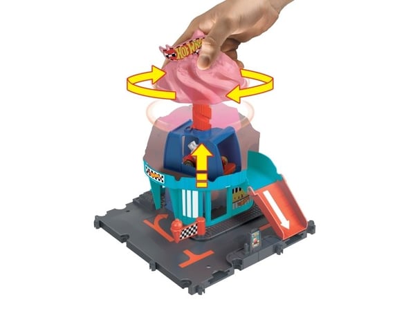 Hot Wheels City -banset med 1 -bil, lekset med glasskiosk, Set med fordon och bana, 3 År, Plast, Multifärg