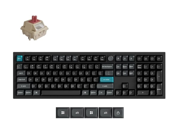 Keychron Q6 Ultra 8K, Täysikokoinen (100 %), Langallinen & langaton, USB + RF Wireless + Bluetooth, Mekaaninen, RGB LED, Musta