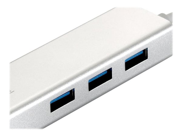 LevelOne USB-0504 - Hubb - 3 x SuperSpeed USB 3.0 + 1 x 10/100/1000 - skrivbordsmodell