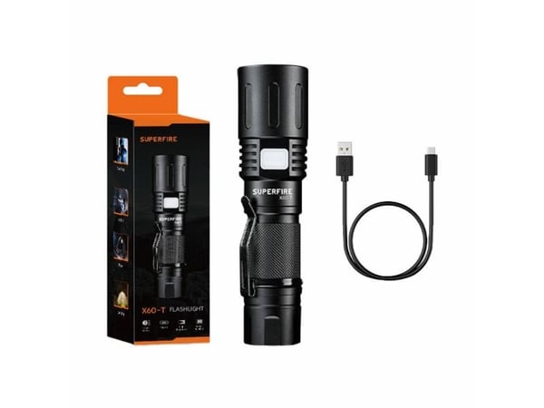 Superfire X60-T ficklampa, 1500 lm, USB