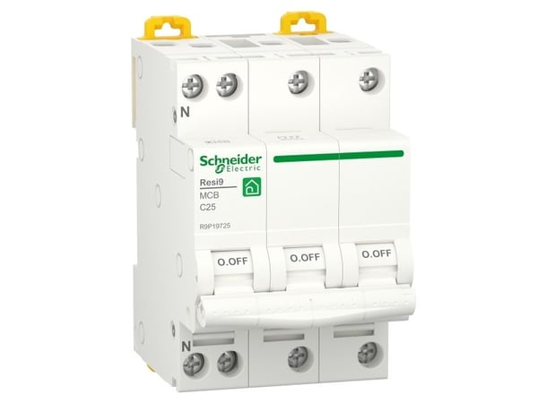 Resi9 XP MCB/automatsikring 3PN C-karakteristik 25A 6kA 54mm