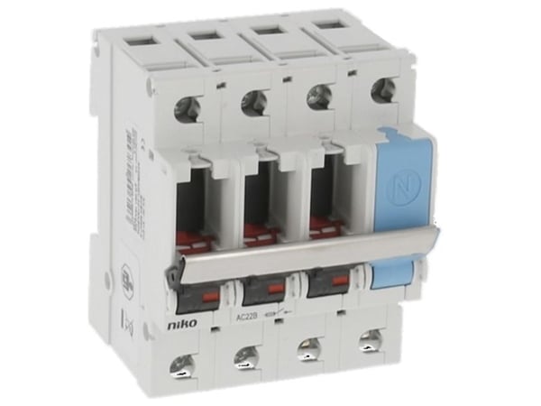 NIKO Group -kytkin TYTAN I, 3P+N, 2-16A, 400V AC, DIN-kisko, leveys 72 mm leveä - sulakelaatikko ei sisälly hintaan
