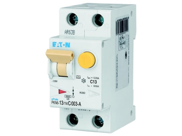 Kombikontakt 13A 1P+N c-c - Eaton Kombikontakt 13A 1P+N 30ma 6ka c-k pkn6-13/1n/c/003
