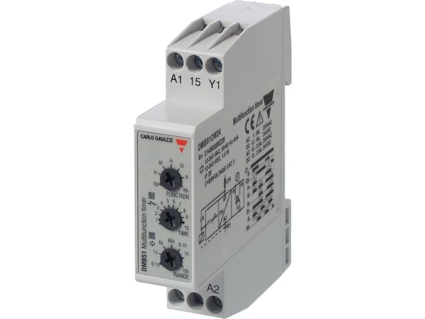 CARLO GAVAZZI Monitoimiajastin, 1CO kelluva 5A, 250VAC, kelan jännite 12-240V AC/DC, säätöalue 0,1s.-100h., DIN