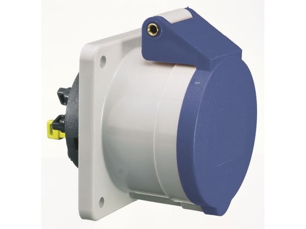 BALS CEE pistorasia upotettuH6 230V 16A 3-napainen sinertävä laippa 75x75 mm, Quick Connect®IP44, polyamidi
