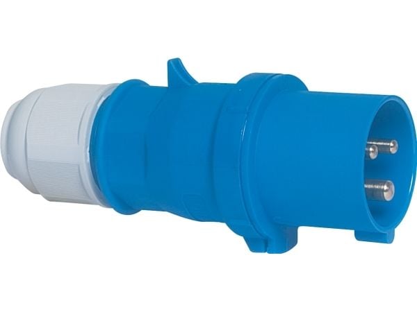 BALS CEE stickpropp 16A 230V kl. H6, 3-pol blå, IP44, skruvfri Quick connect, polyamid
