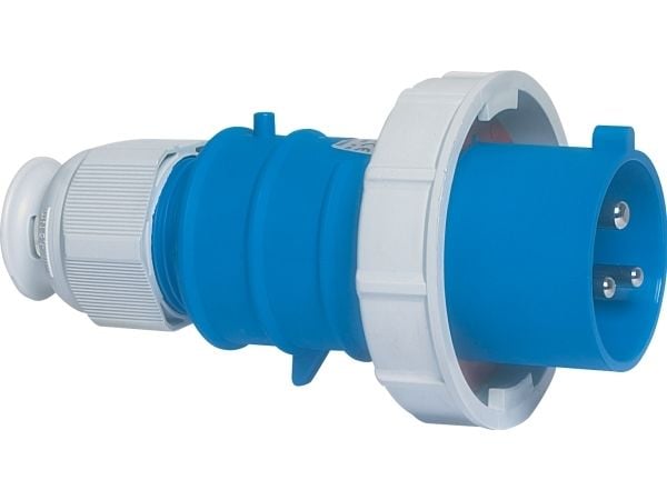 BALS CEE StikpropH6 230V AC 16A 3 polet, blåmultigrip kabelaflastning, Quick Connect® fornikletIP67 polyamidi