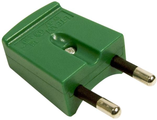 FIX-PRO Iskunkestävä pistoke litteä, ilman maadoitusta, 16A 250V IP20, polykarbonaatti - väri vihreä